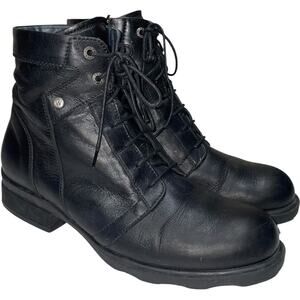 WOLKY Black Leather Combat Boots         Size: EU 40 / US 9